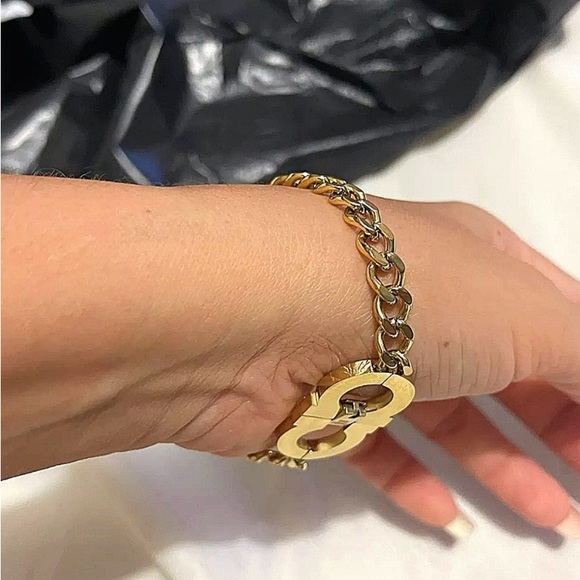 Omega Gold Cuban Stainless Steel Chain Link Bracelet - Picture 7 of 10